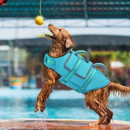 Dog Life Vest for Swimming, Dog Life Jacket with 2 Rescue Handles