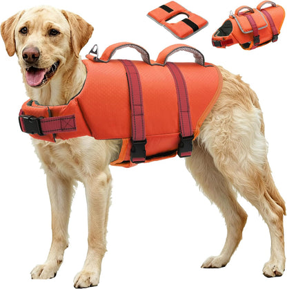 Dog Life Vest for Swimming, Dog Life Jacket with 2 Rescue Handles