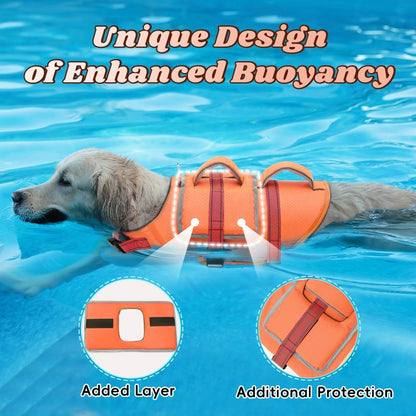 Dog Life Vest for Swimming, Dog Life Jacket with 2 Rescue Handles