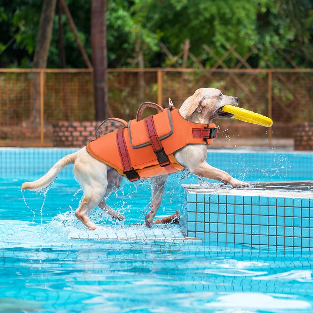 Dog Life Vest for Swimming, Dog Life Jacket with 2 Rescue Handles