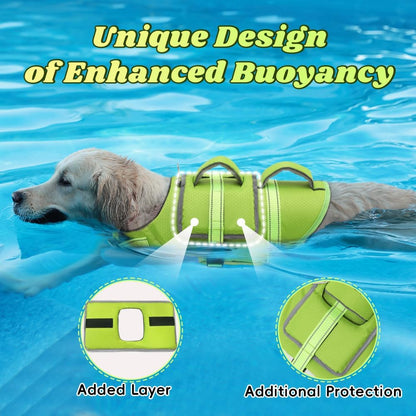 Dog Life Vest for Swimming, Dog Life Jacket with 2 Rescue Handles
