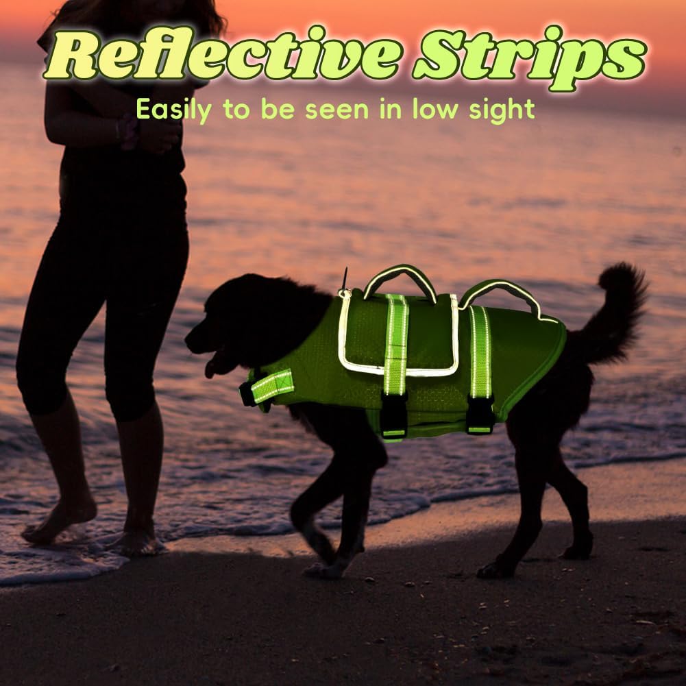 Dog Life Vest for Swimming, Dog Life Jacket with 2 Rescue Handles