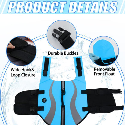 Dog Life Vest for Swimming, Dog Life Jacket with 2 Rescue Handles