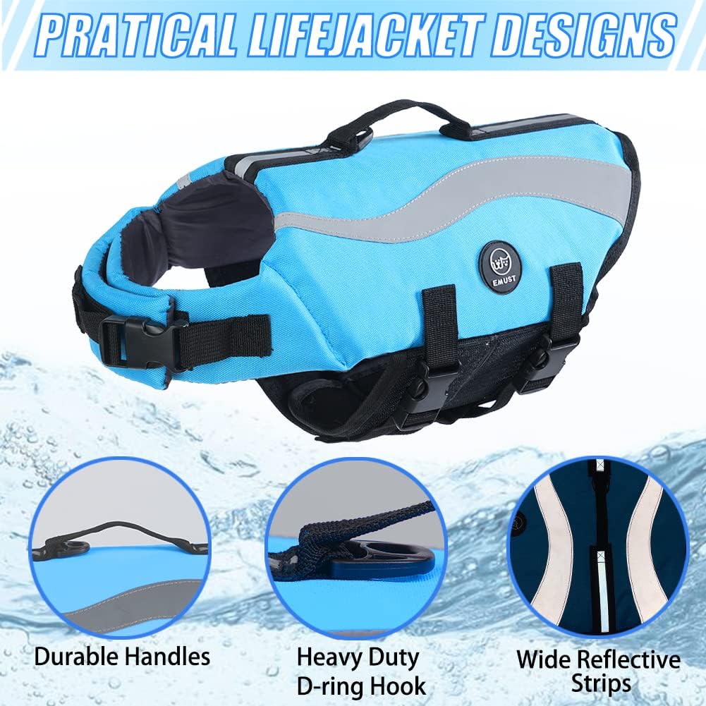 Dog Life Vest for Swimming, Dog Life Jacket with 2 Rescue Handles