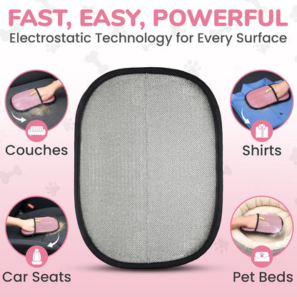 KEYVOZ Pet Hair Removal Glove for Cats and Dogs, Electrostatic Magic Brush Pet Hair Remover for Dog Couch, Available in Blue, Purple, Pink, Brown- Perfect for Pet Owners (Pink)