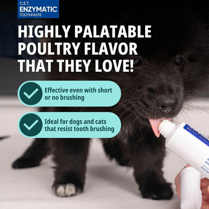 C.E.T. Oral Hygiene Kit for Dogs, Poultry flavor Toothpaste with Toothbrush | Dog toothbrush and toothpaste kit, dog dental kit poultry flavor, pet toothbrushing kit, includes fingerbrush