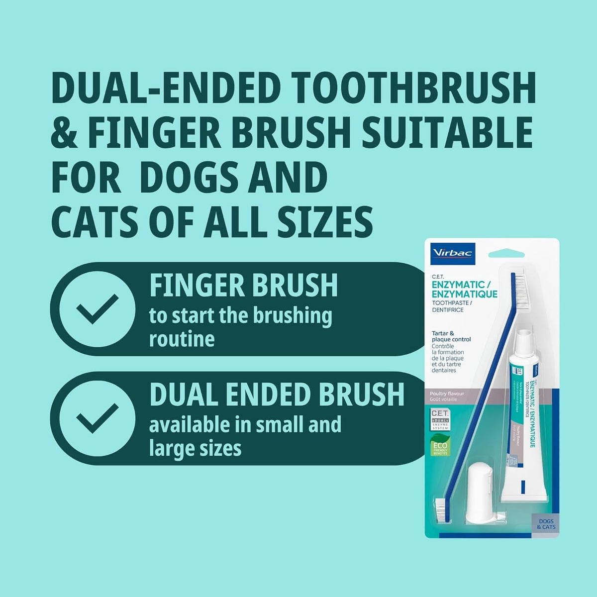 C.E.T. Oral Hygiene Kit for Dogs, Poultry flavor Toothpaste with Toothbrush | Dog toothbrush and toothpaste kit, dog dental kit poultry flavor, pet toothbrushing kit, includes fingerbrush