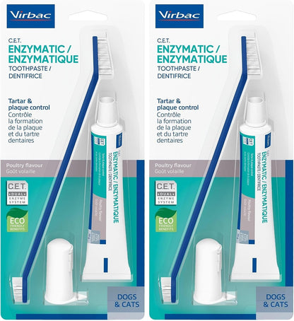 C.E.T. Oral Hygiene Kit for Dogs, Poultry flavor Toothpaste with Toothbrush | Dog toothbrush and toothpaste kit, dog dental kit poultry flavor, pet toothbrushing kit, includes fingerbrush