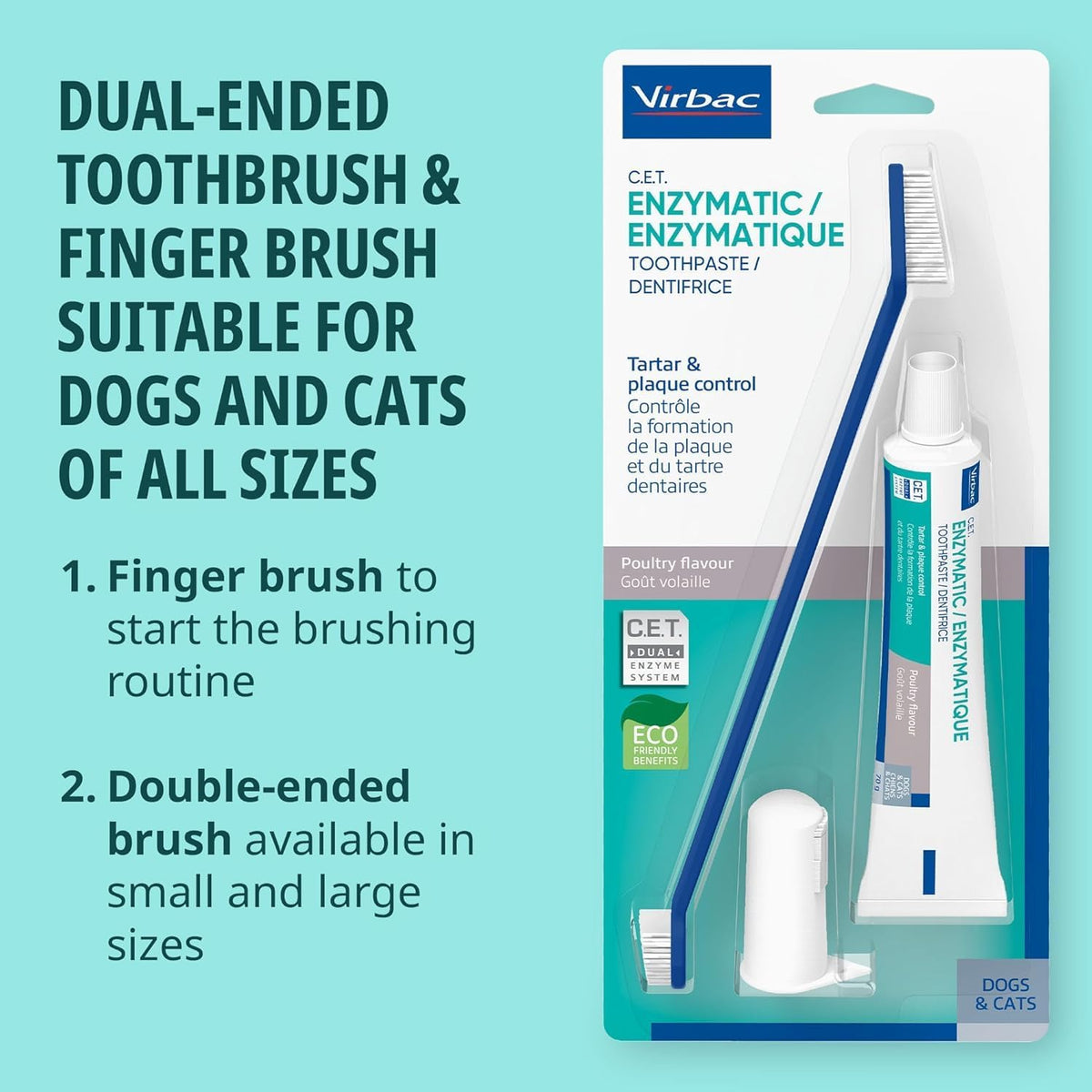 C.E.T. Oral Hygiene Kit for Dogs, Poultry flavor Toothpaste with Toothbrush | Dog toothbrush and toothpaste kit, dog dental kit poultry flavor, pet toothbrushing kit, includes fingerbrush