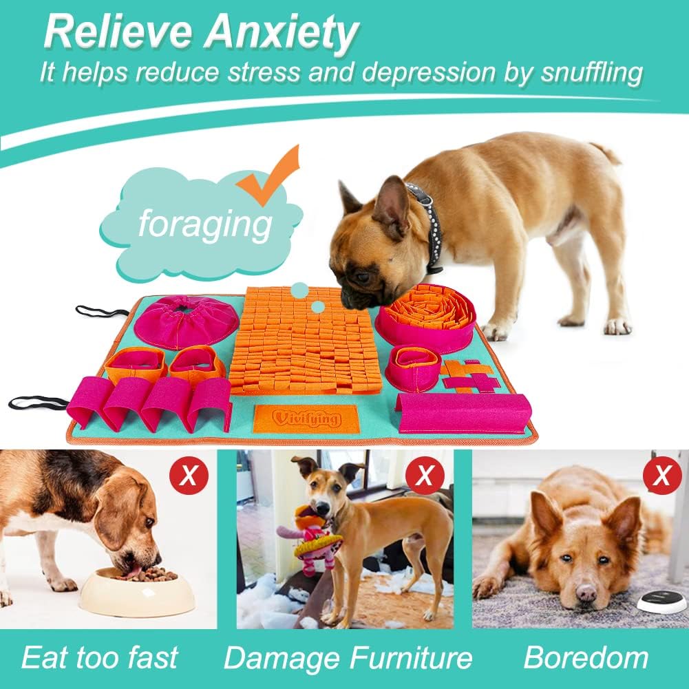 Snuffle Mat for Dogs, Interactive Dog Puzzle Toy for Boredom and Mental Stimulation, Enrichment Feeding Game Sniff Mat Helps Slow Eating and Keep Busy