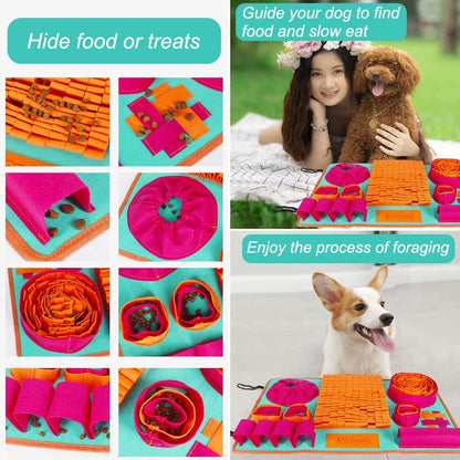 Snuffle Mat for Dogs, Interactive Dog Puzzle Toy for Boredom and Mental Stimulation, Enrichment Feeding Game Sniff Mat Helps Slow Eating and Keep Busy