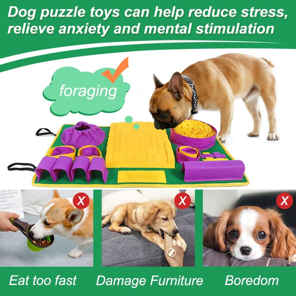 Snuffle Mat for Dogs, Interactive Dog Puzzle Toy for Boredom and Mental Stimulation, Enrichment Feeding Game Sniff Mat Helps Slow Eating and Keep Busy