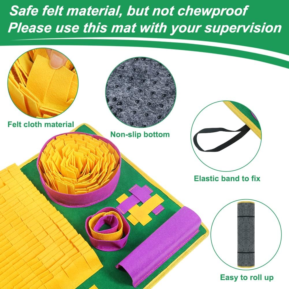 Snuffle Mat for Dogs, Interactive Dog Puzzle Toy for Boredom and Mental Stimulation, Enrichment Feeding Game Sniff Mat Helps Slow Eating and Keep Busy