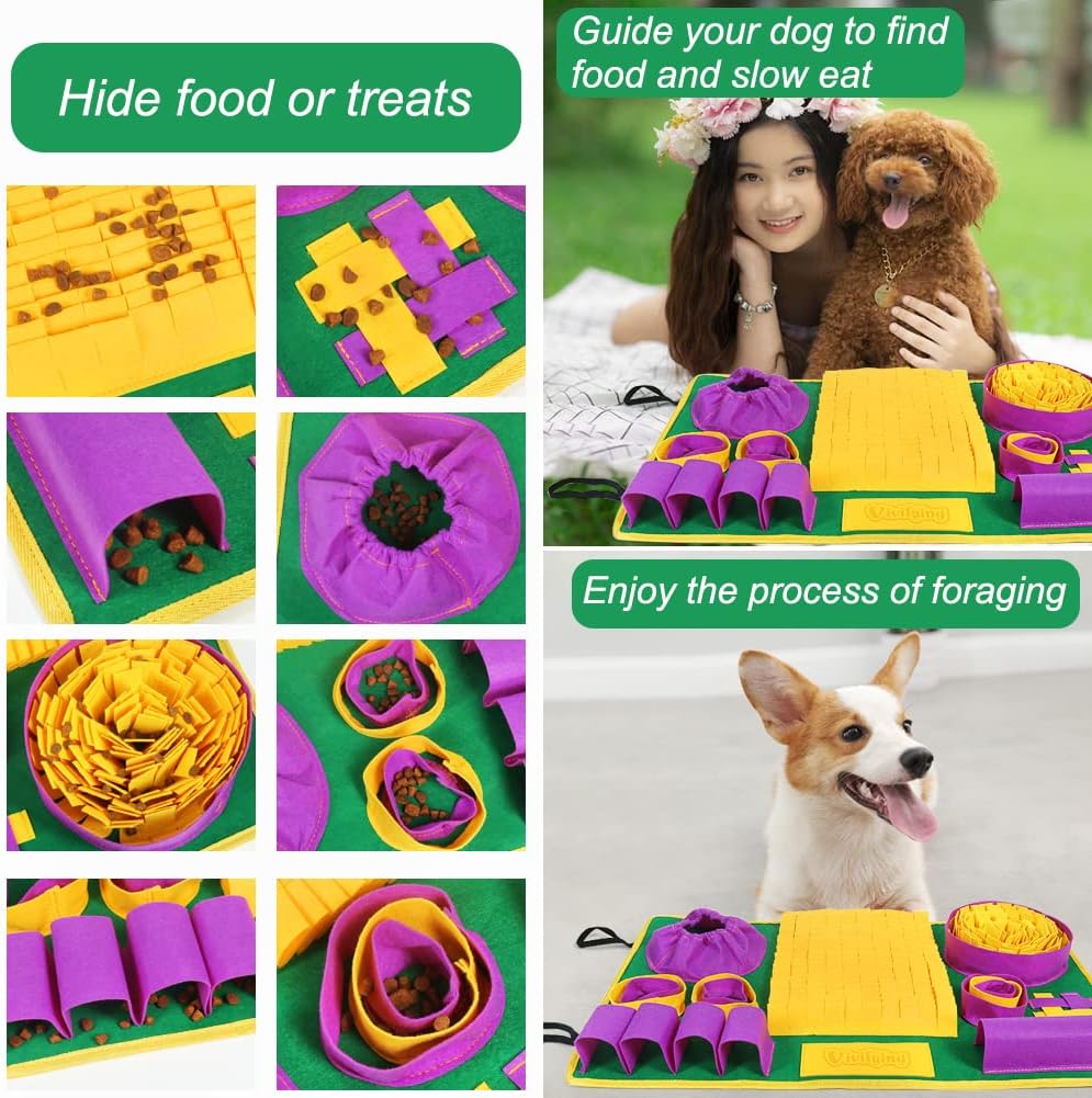 Snuffle Mat for Dogs, Interactive Dog Puzzle Toy for Boredom and Mental Stimulation, Enrichment Feeding Game Sniff Mat Helps Slow Eating and Keep Busy