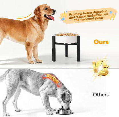 Adjustable Raised Dog Bowl Stand, Metal Elevated Feeding Station for Dogs, Without Bowls