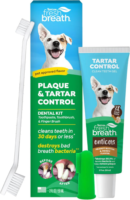 Fresh Breath Dog Tooth Brushing Kit, Peanut Butter Flavor