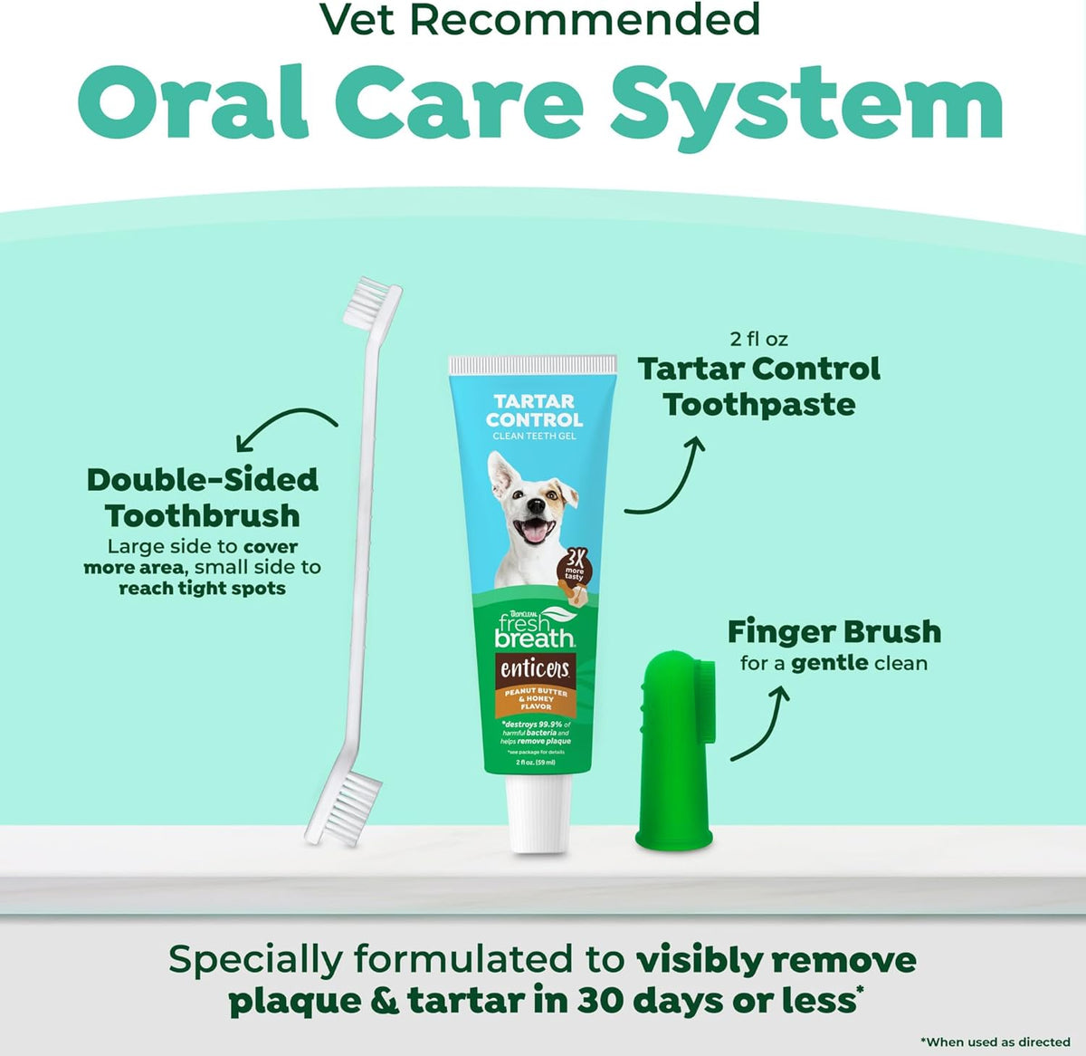 Fresh Breath Dog Tooth Brushing Kit, Peanut Butter Flavor