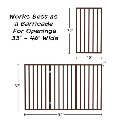 Pet Gate - 3-Panel Indoor Foldable Dog Fence for Stairs, Hallways, or Doorways - 54x32-Inch Wood Freestanding Dog Gates (White)