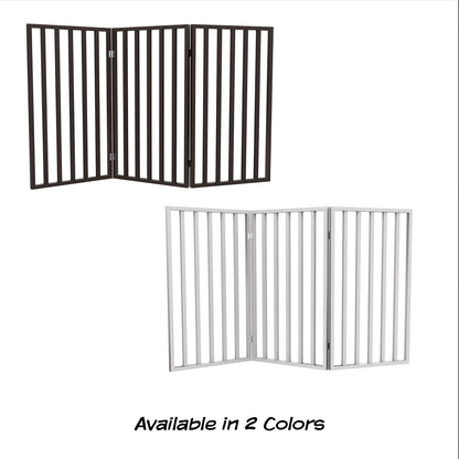 Pet Gate - 3-Panel Indoor Foldable Dog Fence for Stairs, Hallways, or Doorways - 54x32-Inch Wood Freestanding Dog Gates (White)