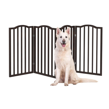 Pet Gate - 3-Panel Indoor Foldable Dog Fence for Stairs, Hallways, or Doorways - 54x32-Inch Wood Freestanding Dog Gates (White)