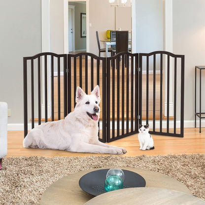 Pet Gate - 3-Panel Indoor Foldable Dog Fence for Stairs, Hallways, or Doorways - 54x32-Inch Wood Freestanding Dog Gates (White)