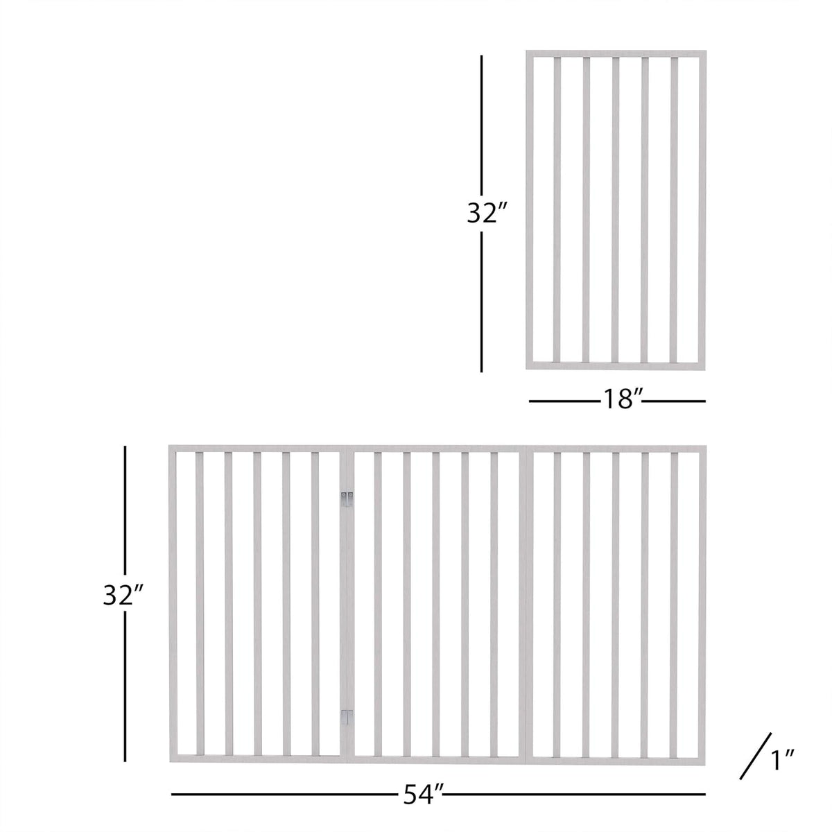 Pet Gate - 3-Panel Indoor Foldable Dog Fence for Stairs, Hallways, or Doorways - 54x32-Inch Wood Freestanding Dog Gates (White)