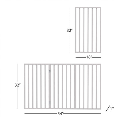 Pet Gate - 3-Panel Indoor Foldable Dog Fence for Stairs, Hallways, or Doorways - 54x32-Inch Wood Freestanding Dog Gates (White)