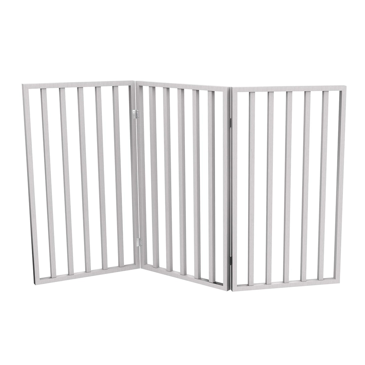 Pet Gate - 3-Panel Indoor Foldable Dog Fence for Stairs, Hallways, or Doorways - 54x32-Inch Wood Freestanding Dog Gates (White)