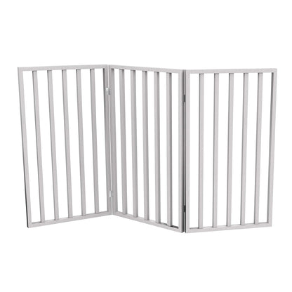 Pet Gate - 3-Panel Indoor Foldable Dog Fence for Stairs, Hallways, or Doorways - 54x32-Inch Wood Freestanding Dog Gates (White)