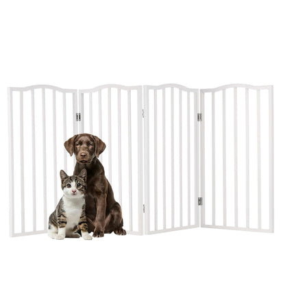 Pet Gate - 3-Panel Indoor Foldable Dog Fence for Stairs, Hallways, or Doorways - 54x32-Inch Wood Freestanding Dog Gates (White)