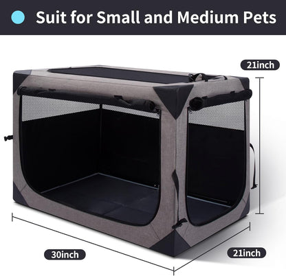 30 Inch Portable Soft Foldable Dog Crate, 30" L x 21" W x 21" H