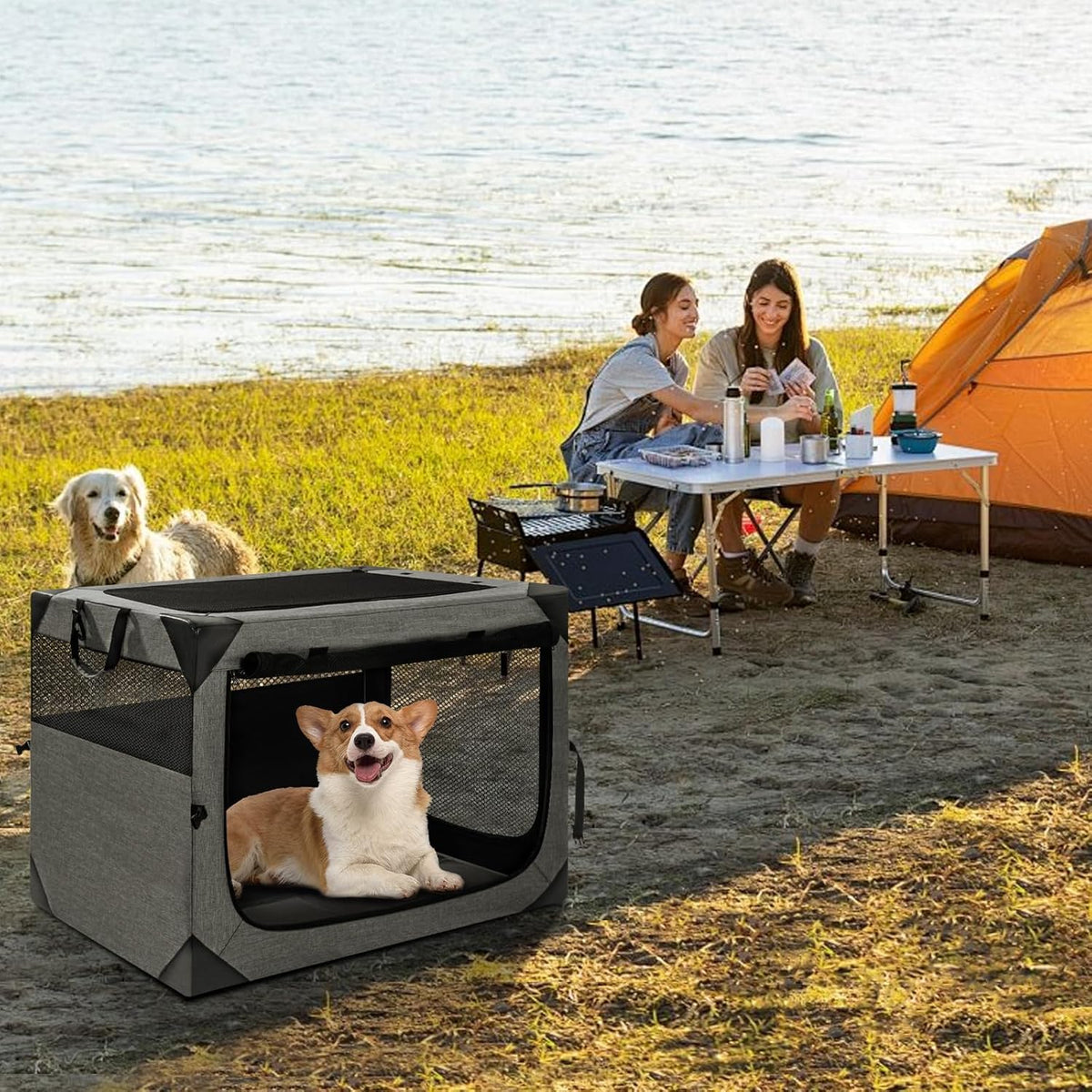 30 Inch Portable Soft Foldable Dog Crate, 30" L x 21" W x 21" H