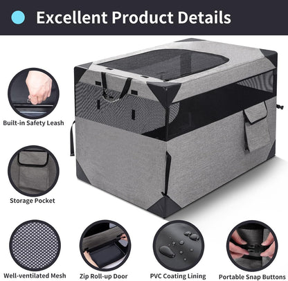 30 Inch Portable Soft Foldable Dog Crate, 30" L x 21" W x 21" H
