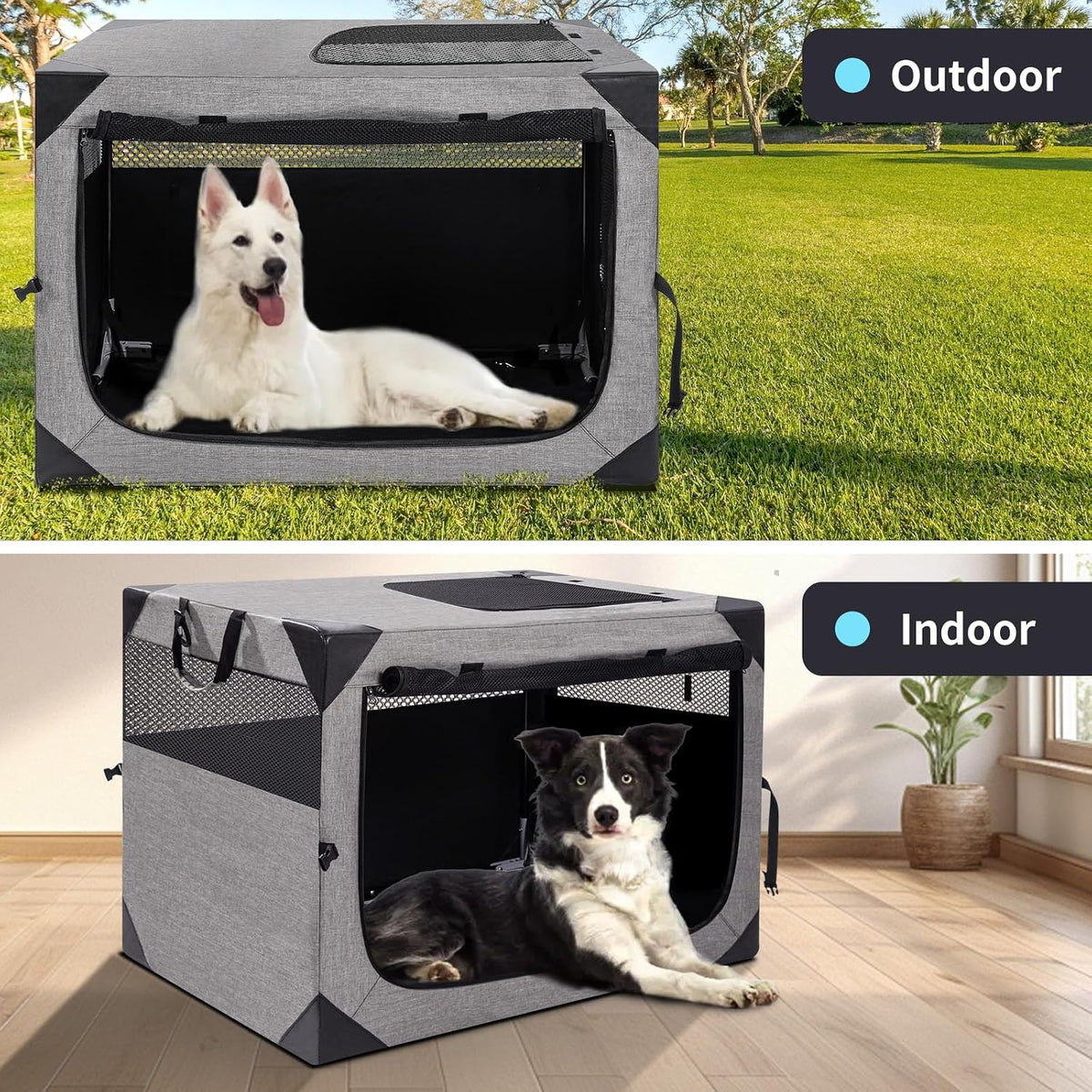 30 Inch Portable Soft Foldable Dog Crate, 30" L x 21" W x 21" H