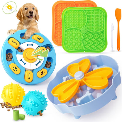 9 Pack Dog Enrichment Toy Set with Puzzle Toy & Lick Mats | For Small & Medium Dogs,Multi-Level Challenge,Mental Stimulation,Slow Feeding Support,Interactive Play