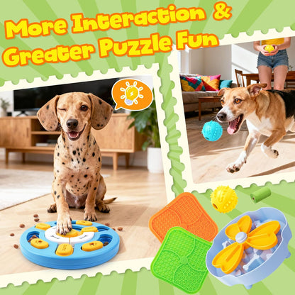 9 Pack Dog Enrichment Toy Set with Puzzle Toy & Lick Mats | For Small & Medium Dogs,Multi-Level Challenge,Mental Stimulation,Slow Feeding Support,Interactive Play