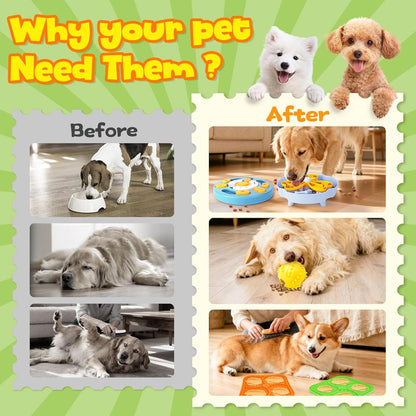 9 Pack Dog Enrichment Toy Set with Puzzle Toy & Lick Mats | For Small & Medium Dogs,Multi-Level Challenge,Mental Stimulation,Slow Feeding Support,Interactive Play