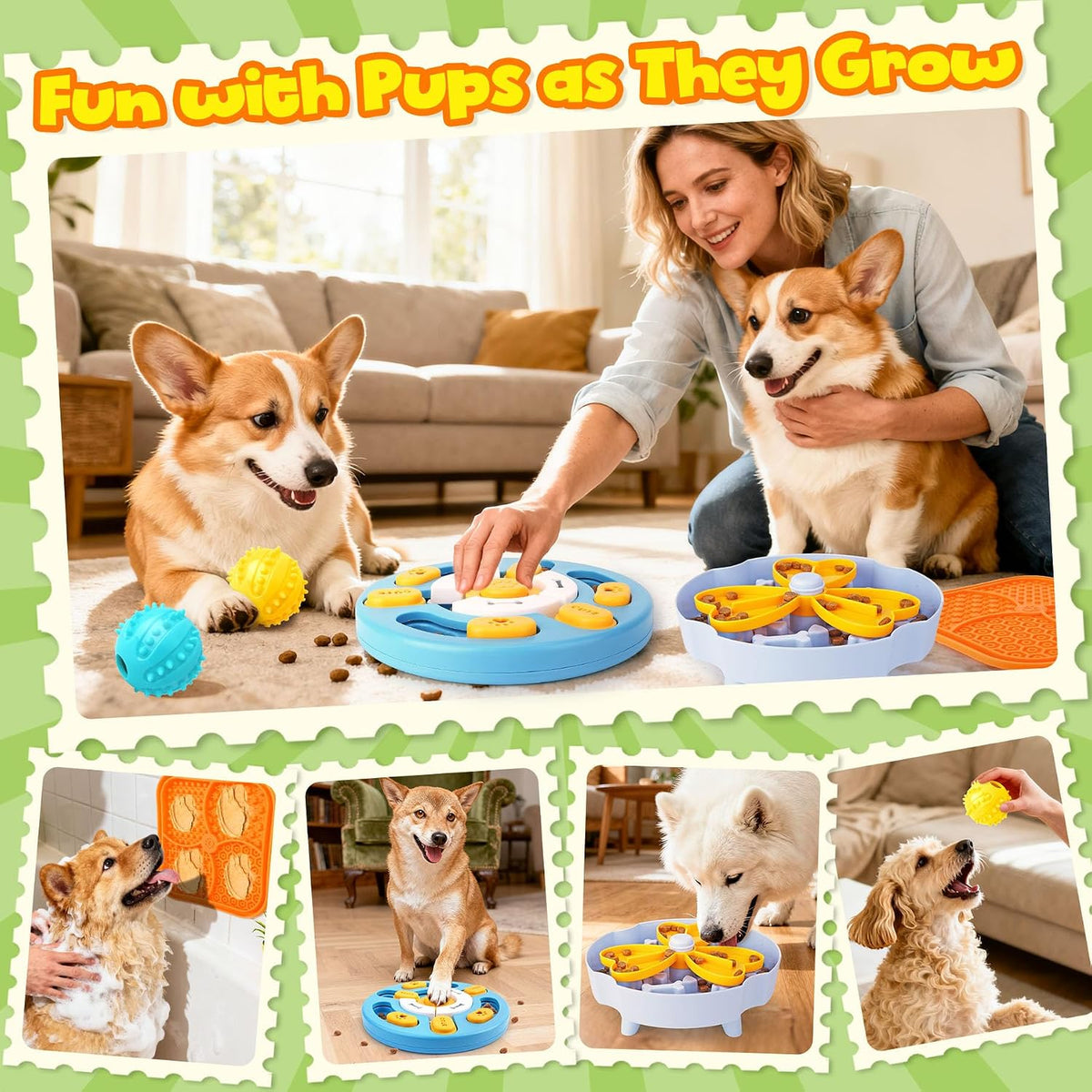 9 Pack Dog Enrichment Toy Set with Puzzle Toy & Lick Mats | For Small & Medium Dogs,Multi-Level Challenge,Mental Stimulation,Slow Feeding Support,Interactive Play