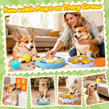 9 Pack Dog Enrichment Toy Set with Puzzle Toy & Lick Mats | For Small & Medium Dogs,Multi-Level Challenge,Mental Stimulation,Slow Feeding Support,Interactive Play
