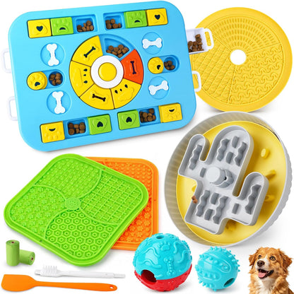 9 Pack Dog Enrichment Toy Set with Puzzle Toy & Lick Mats | For Small & Medium Dogs,Multi-Level Challenge,Mental Stimulation,Slow Feeding Support,Interactive Play