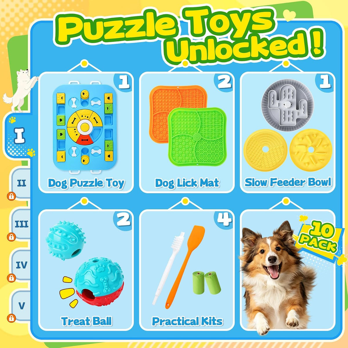 9 Pack Dog Enrichment Toy Set with Puzzle Toy & Lick Mats | For Small & Medium Dogs,Multi-Level Challenge,Mental Stimulation,Slow Feeding Support,Interactive Play
