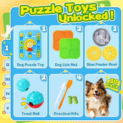 9 Pack Dog Enrichment Toy Set with Puzzle Toy & Lick Mats | For Small & Medium Dogs,Multi-Level Challenge,Mental Stimulation,Slow Feeding Support,Interactive Play
