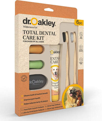 Dr. Oakley Dental Toothbrush Kit for Dogs & Cats, Chicken Flavor | Finger Brush for Small Pets, Soft Brushes for Large or Older Pets, Natural and Safe