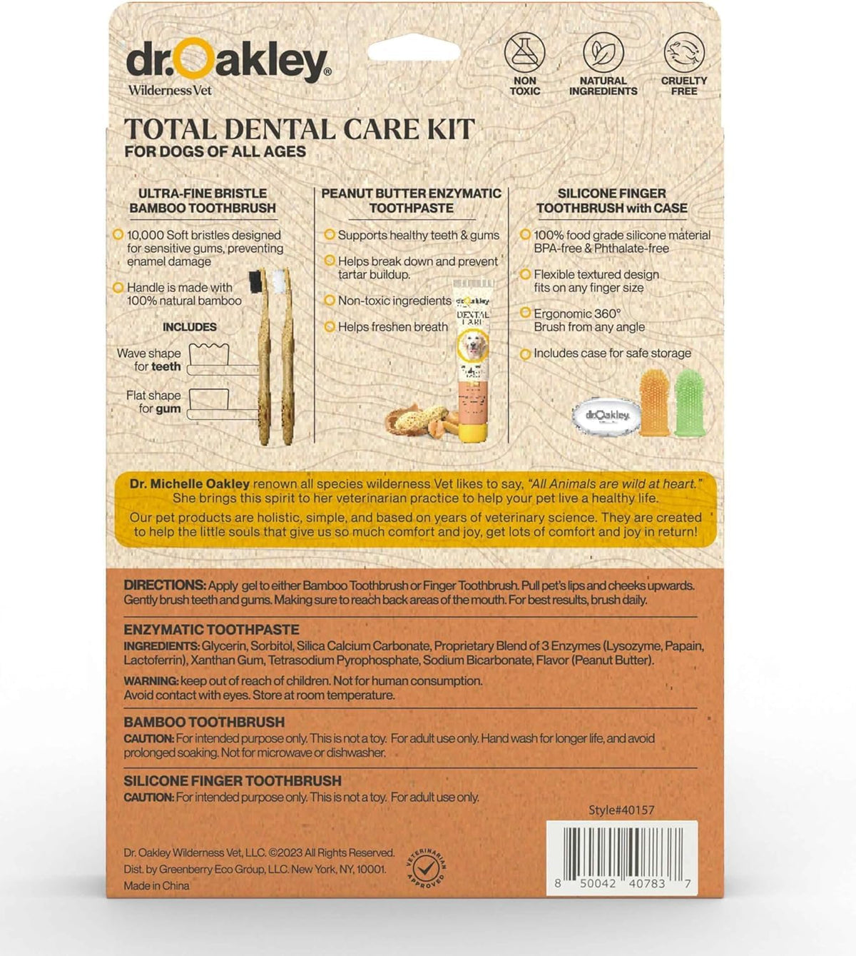 Dr. Oakley Dental Toothbrush Kit for Dogs & Cats, Chicken Flavor | Finger Brush for Small Pets, Soft Brushes for Large or Older Pets, Natural and Safe