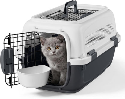 18 Inch Hard-Sided Dog Cat Carrier, Grey