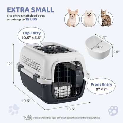 18 Inch Hard-Sided Dog Cat Carrier, Grey