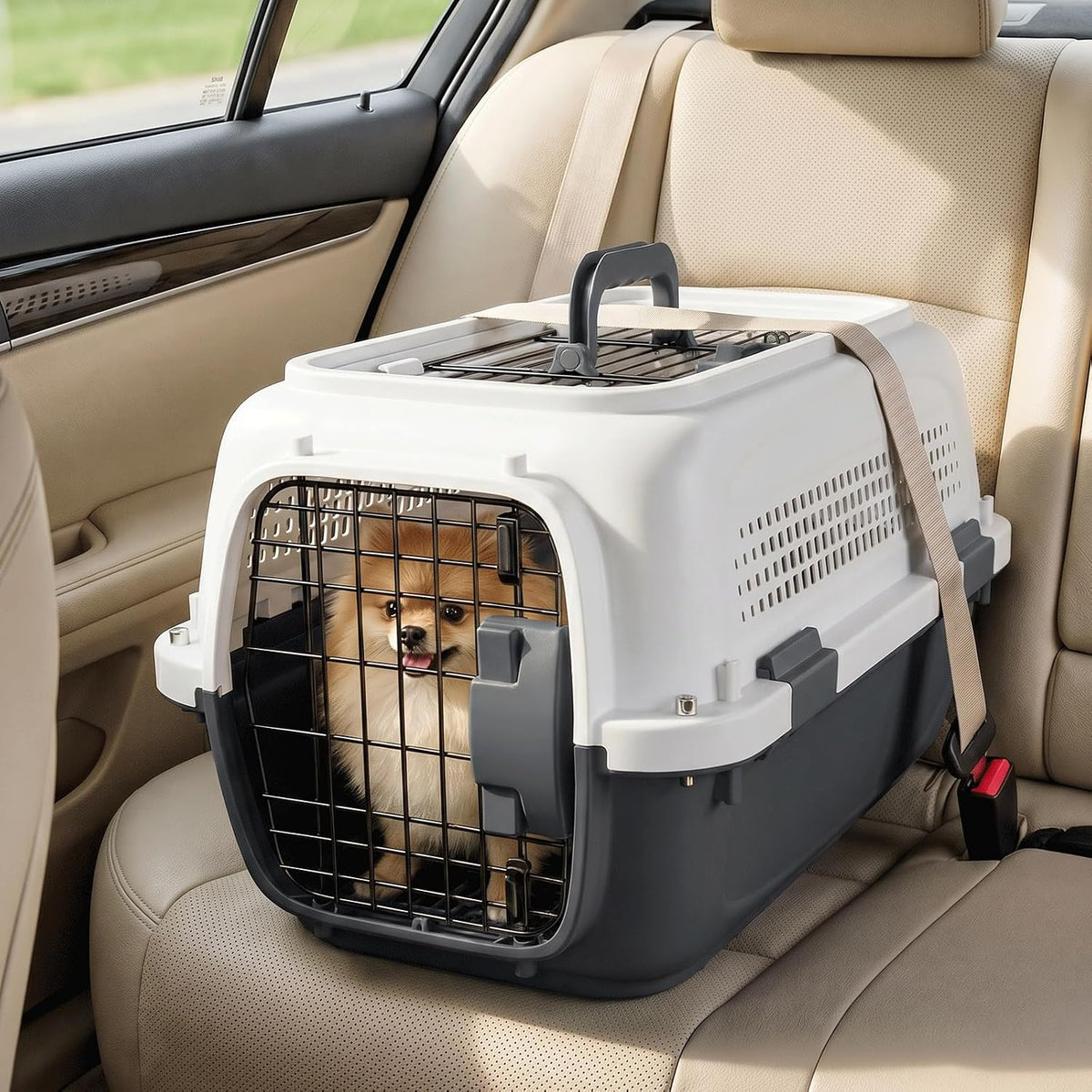 18 Inch Hard-Sided Dog Cat Carrier, Grey