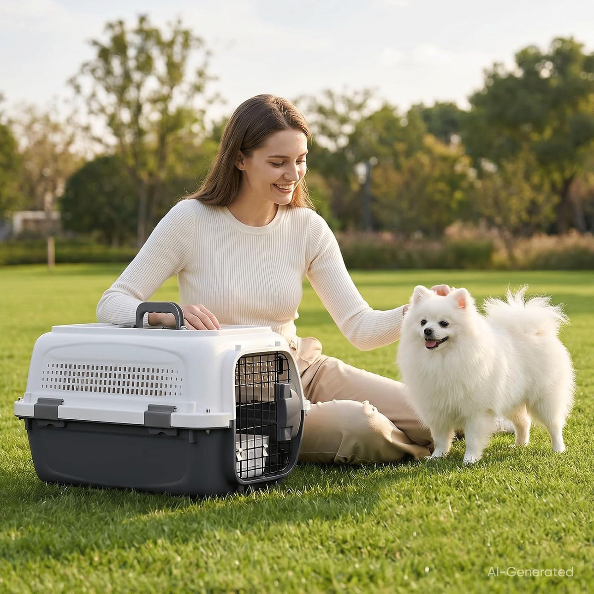 18 Inch Hard-Sided Dog Cat Carrier, Grey