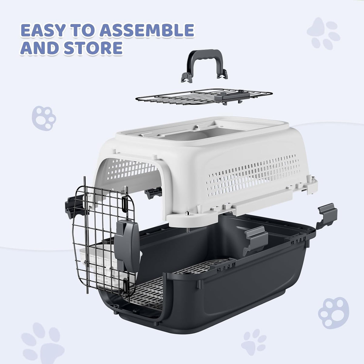 18 Inch Hard-Sided Dog Cat Carrier, Grey