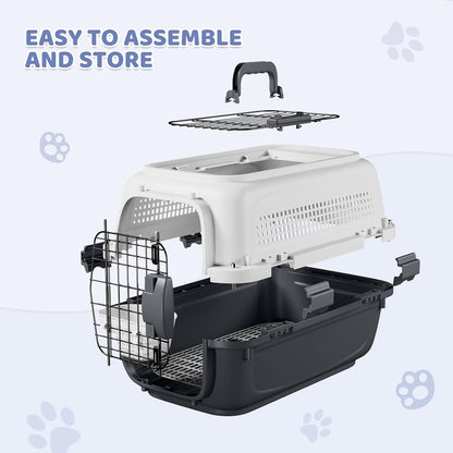 18 Inch Hard-Sided Dog Cat Carrier, Grey